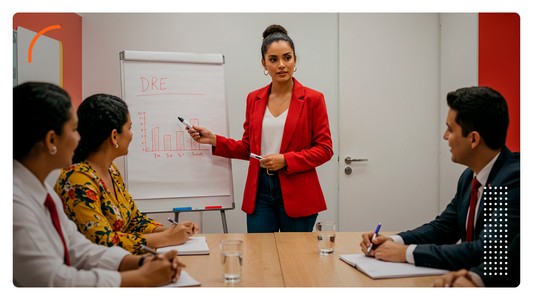Especialista indicando para sua equipe como usar o DRE para maximizar resultados.