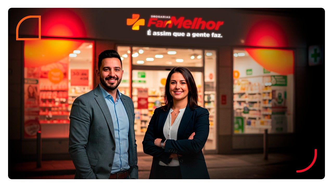 Investidores em frente a uma franquia FarMelhor