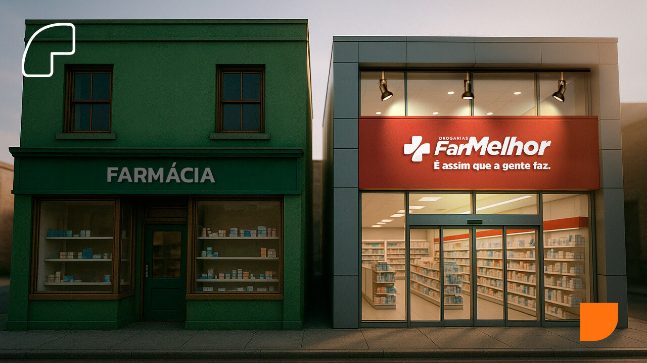Comparativo de farmácias entre uma independente e uma rede FarMelhor.